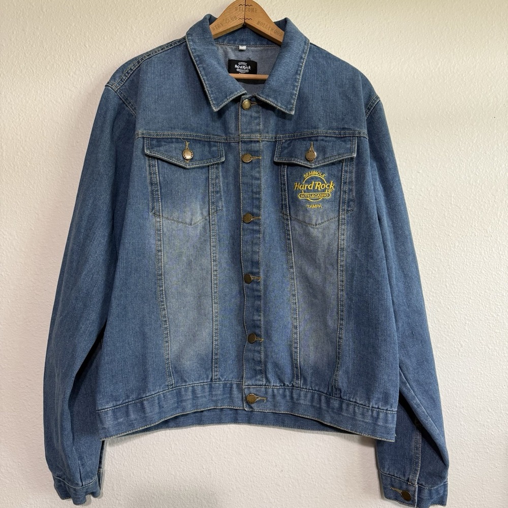 Seminole Hard Rock Hotel Casino Adult Size Large Jean Jacket Denim Trucker Tampa